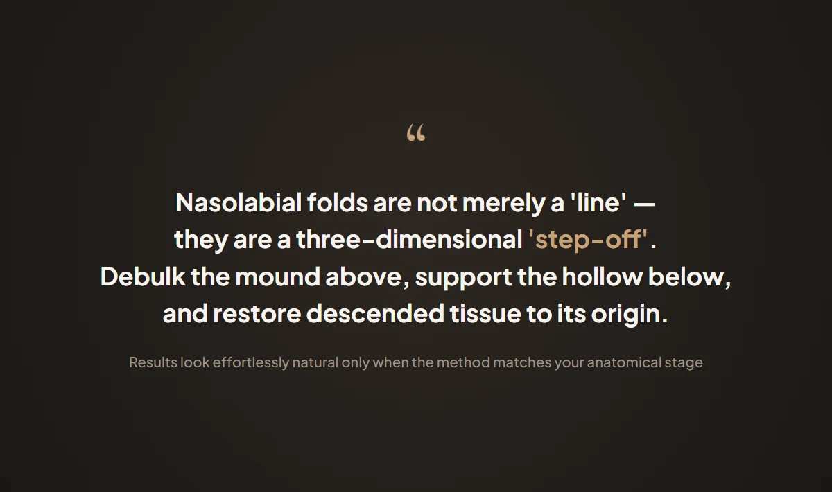 Nasolabial folds are not just a line — they are a structural step-off