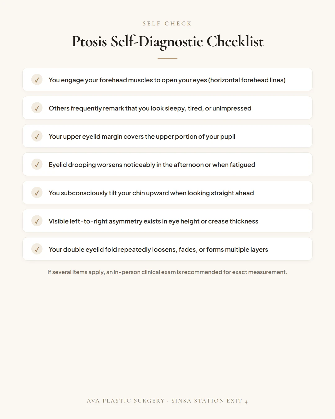 Ptosis Self-Diagnostic 7-Point Checklist