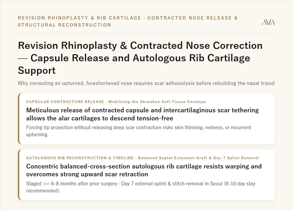 Revision Rhinoplasty & Contracted Nose Correction with Autologous Rib Cartilage Guide