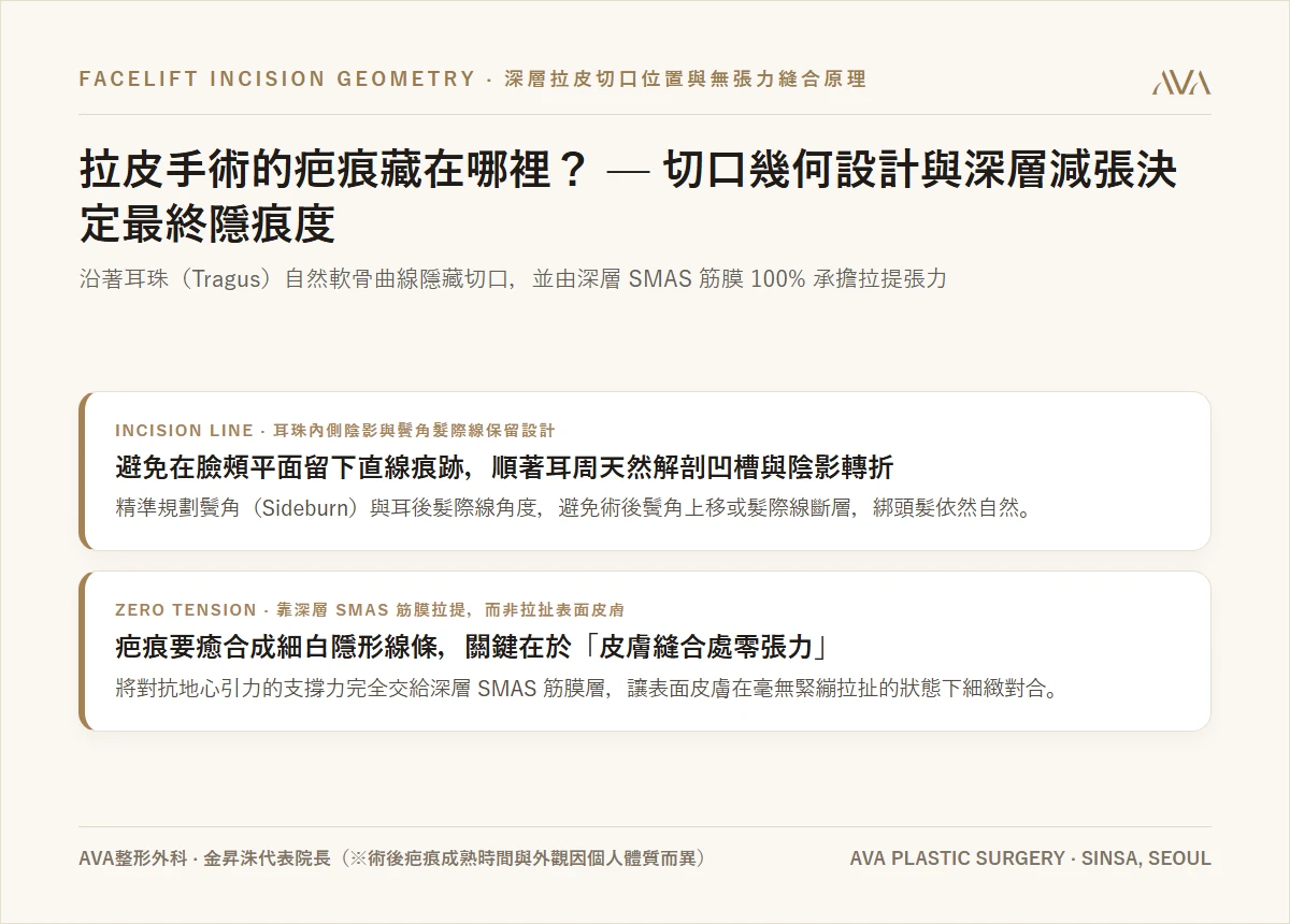 拉皮手術疤痕為什麼取決於「切口位置設計」？ — 鬢角髮際線與耳珠軟骨隱痕解剖學