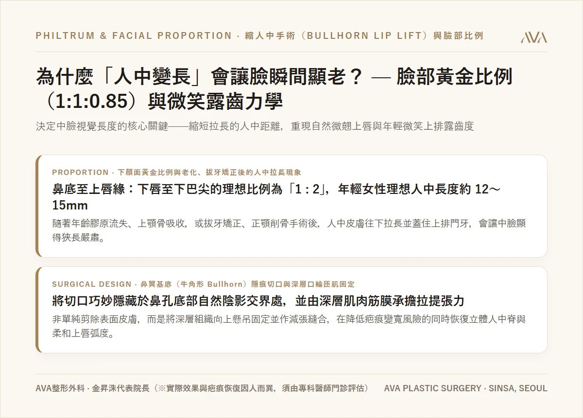 為什麼「人中變長」會讓臉瞬間顯老? — 臉部黃金比例(1:1:0.85)與縮人中手術原理