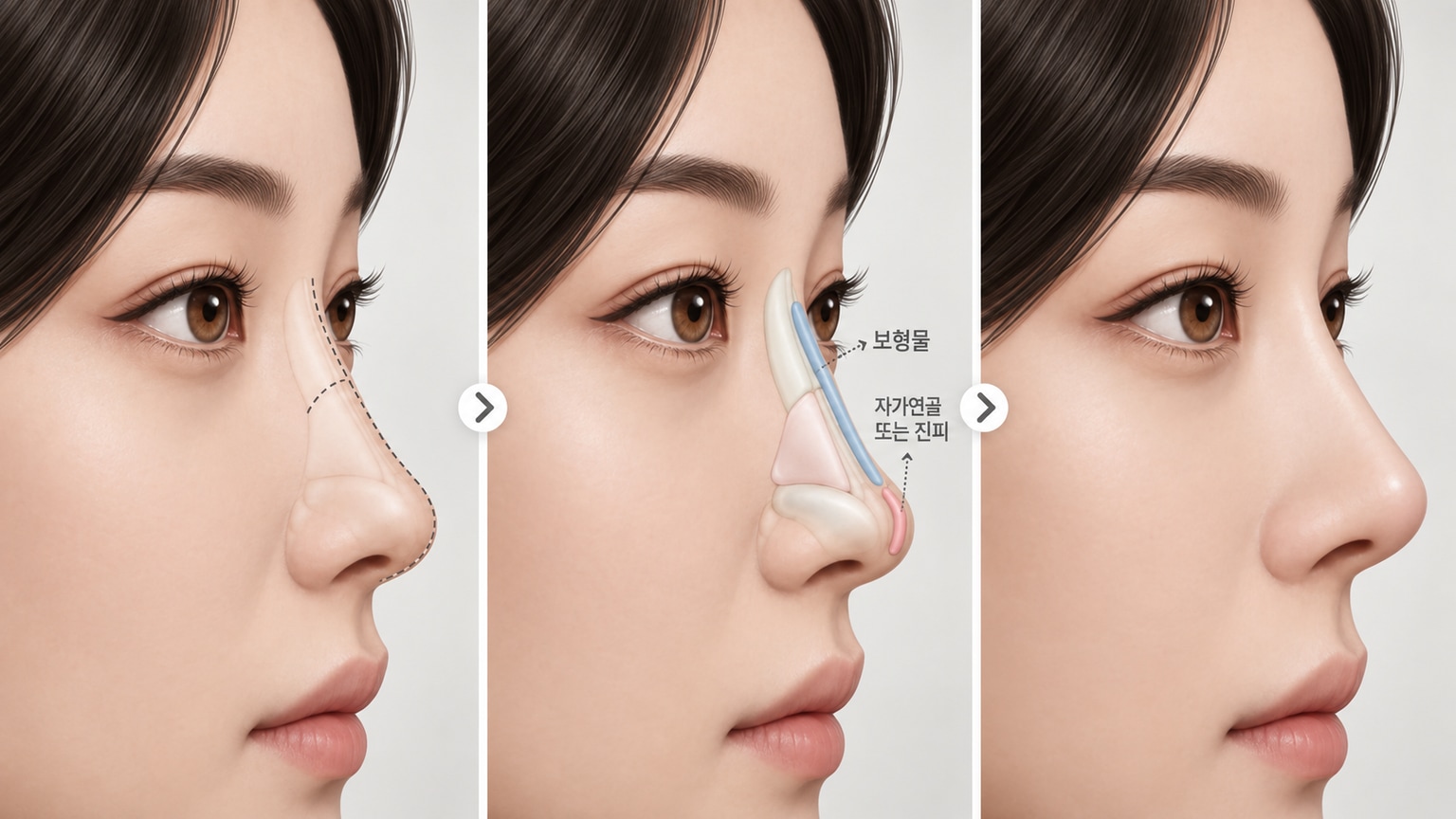ภาพอธิบายโครงสร้างการเสริมจมูกและแก้ไขจมูก